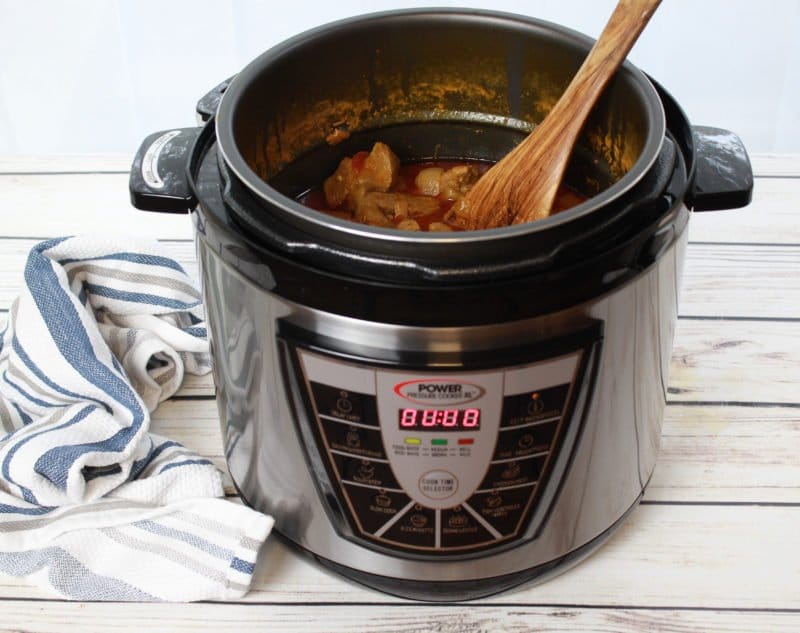 Instant Pot with dinner being prepared