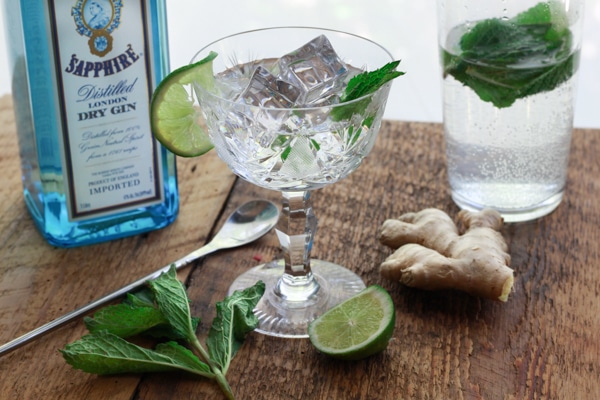 Minty Ginger Gin Fizz Cocktail