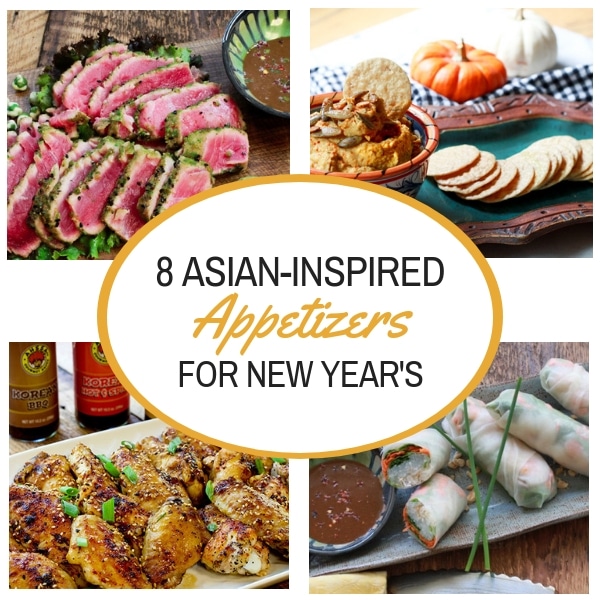 A collage of four Asian appetizers to ring in the New Year