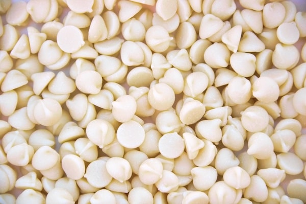 closeup of white chocolate chips 