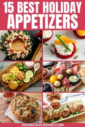 A grid of appetizers in this roundup of holiday appetizers for the holidays.