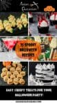 a roundup collage of eight spooky halloween recipes from jalapeño mummies to monster cookies.